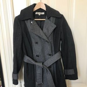 Color block grey wool Kenneth Cole trench coat, 8